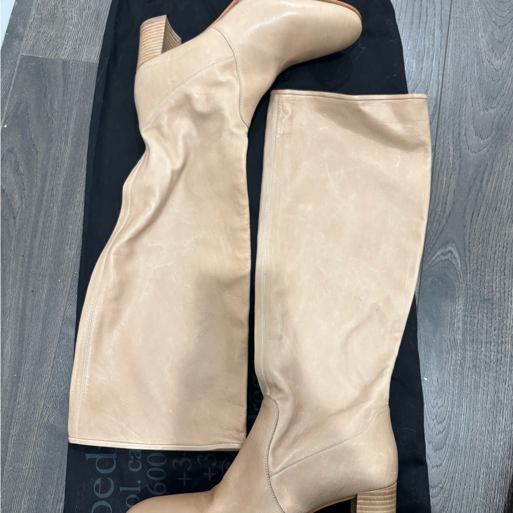 Pedro Garcia Tan/ Beige Knee High Boots